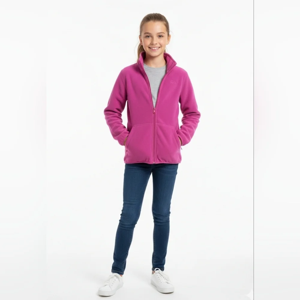 L.L. Bean Discovery Full-Zip Magenta Fleece Jacket Size 10-12